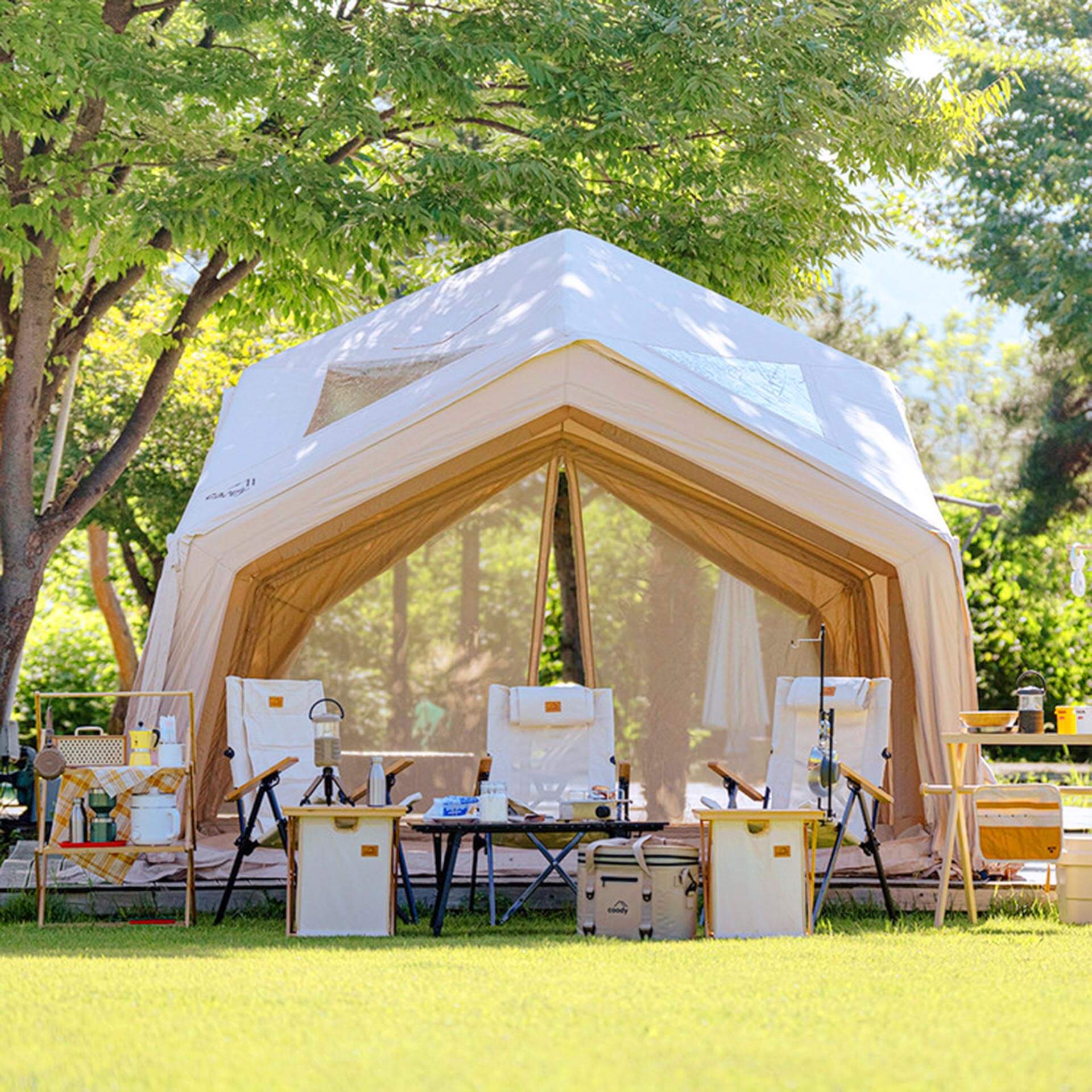Coody AirTent Hub Shelter Beige Inflatable Tents for Camping (2-6 Person) - Image 8