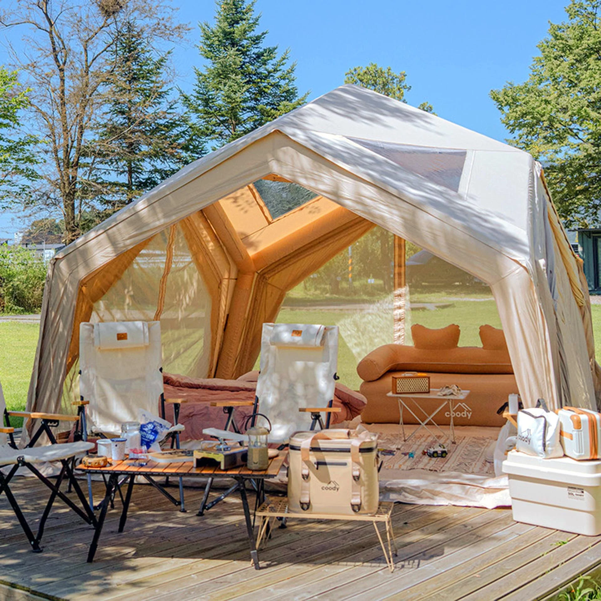 Coody AirTent Hub Beige (2-6 Person)+Electric Pump+Carpet+Ground Sheet+Air Sofa - Image 6