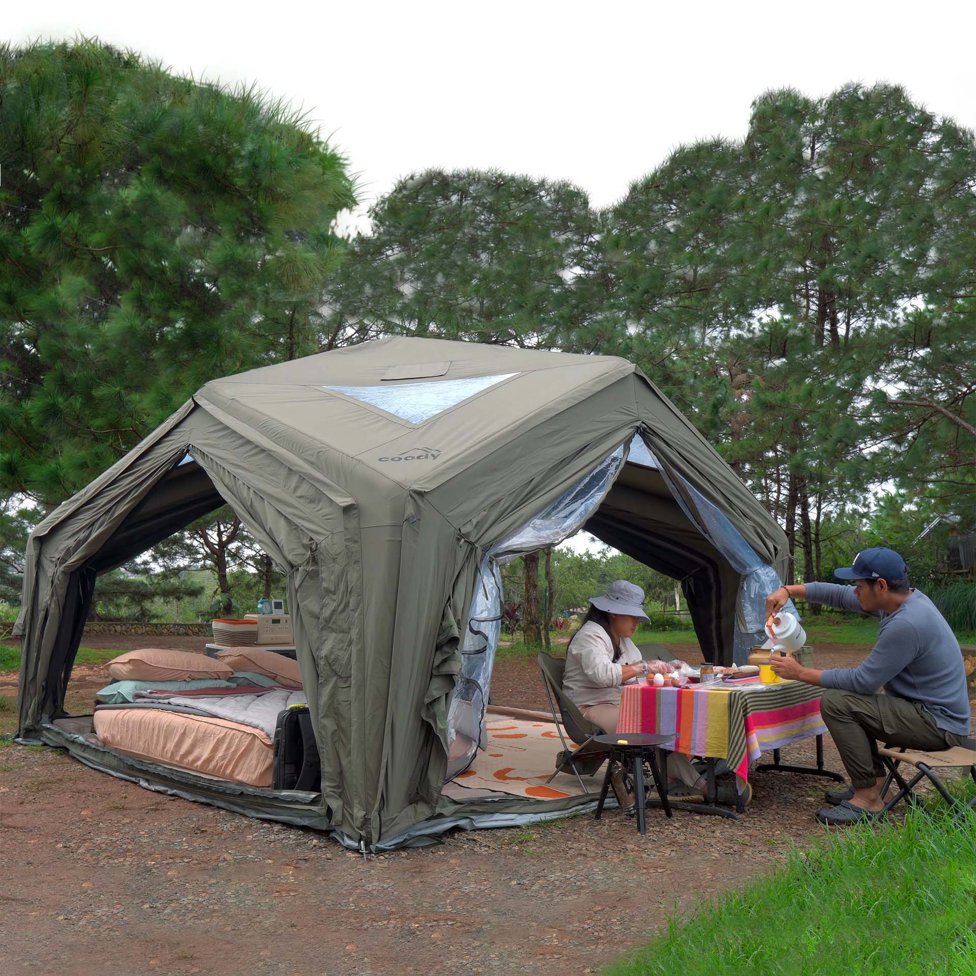 Coody AirTent Hub Shelter Forest Green Inflatable Tents for Camping (2-6 Person) - Image 13