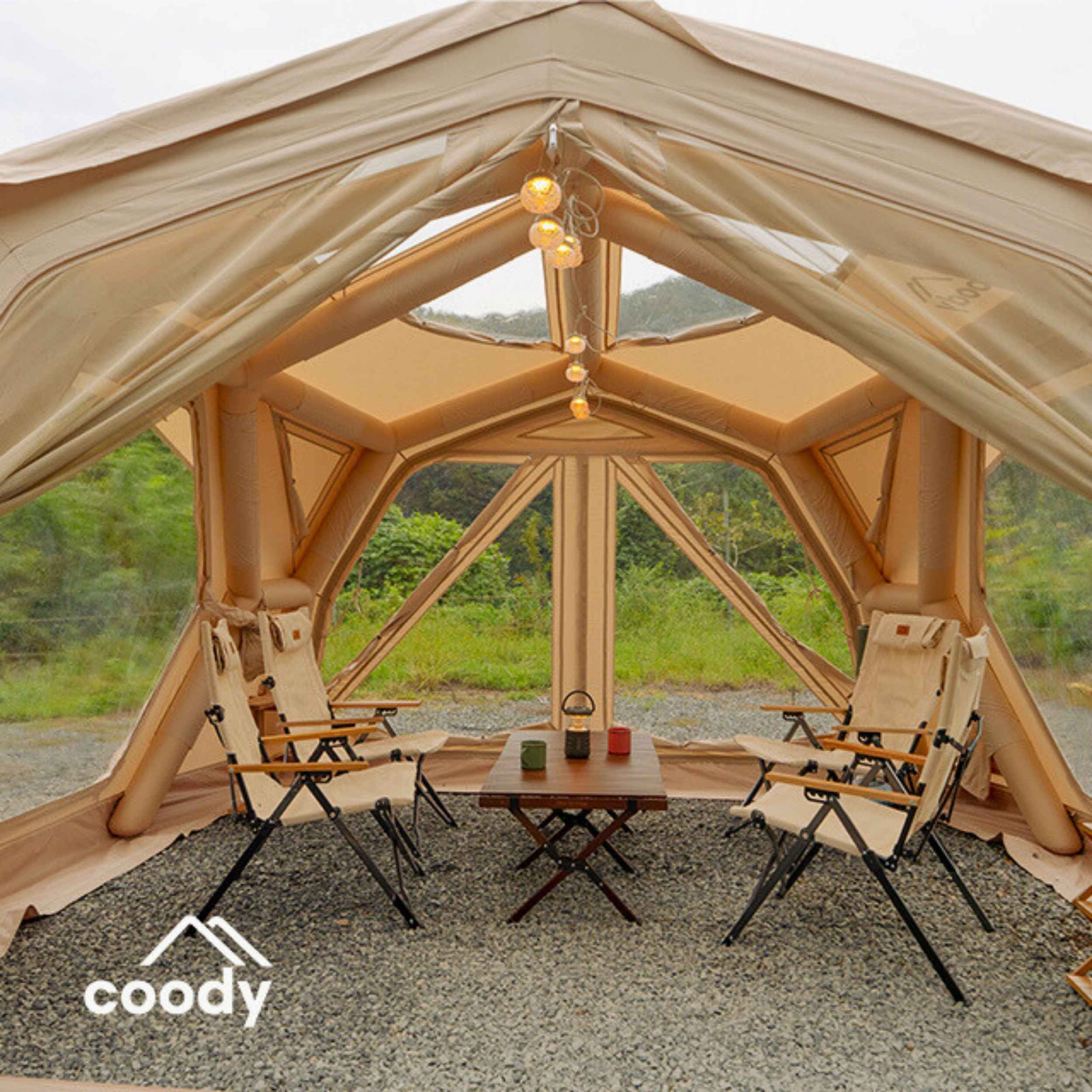 Coody Hub Pro Beige- Inflatable Tent for Camping (2-6 Person) - Image 11