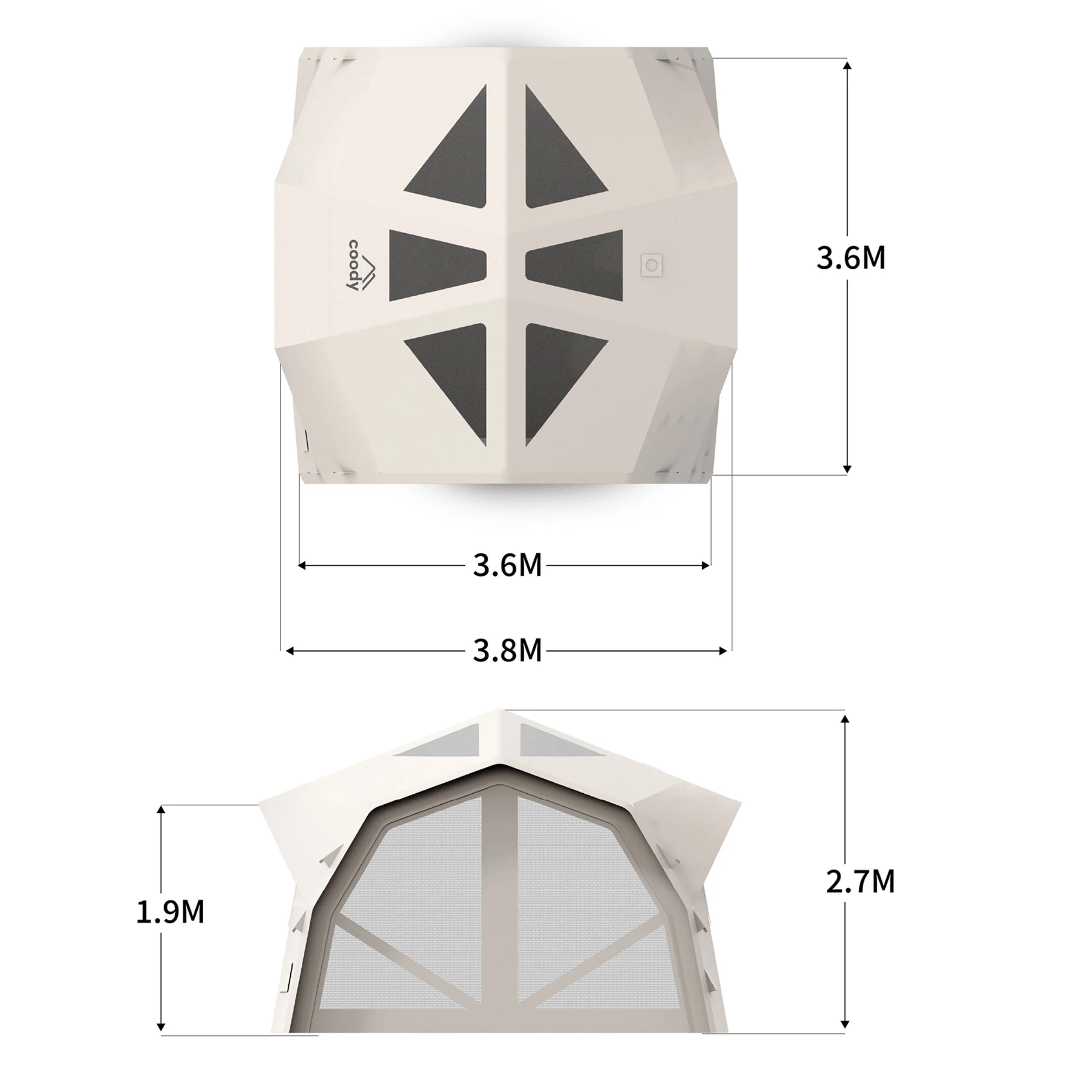 Coody Hub Pro Beige- Inflatable Tent for Camping (2-6 Person) - Image 6