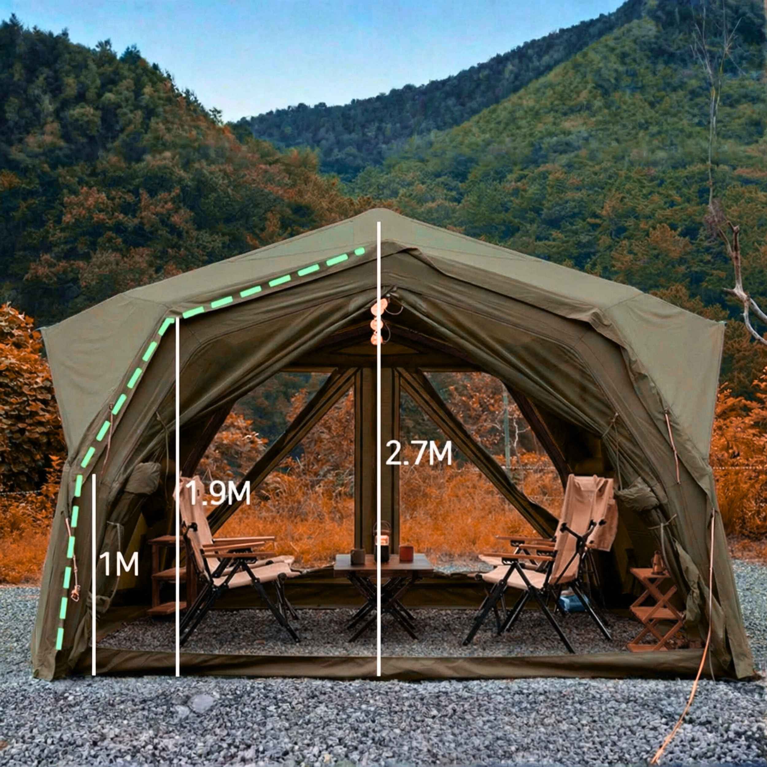 Coody Hub Pro Forest Green- Inflatable Tent for Camping (2-6 Person) - Image 8