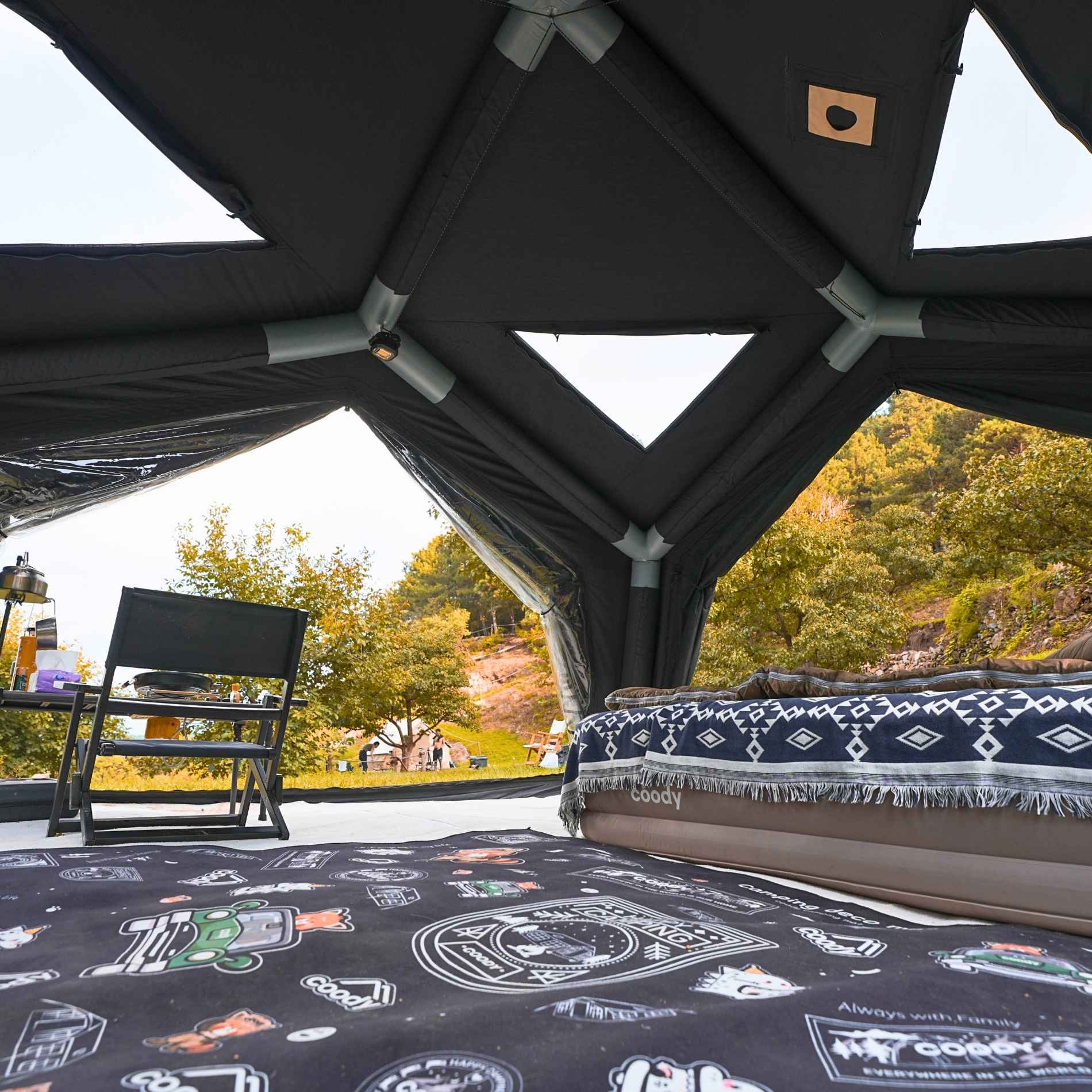 Coody Air Tent Hub Shelter Black Inflatable Tents for Camping (2-6 Person) - Image 6